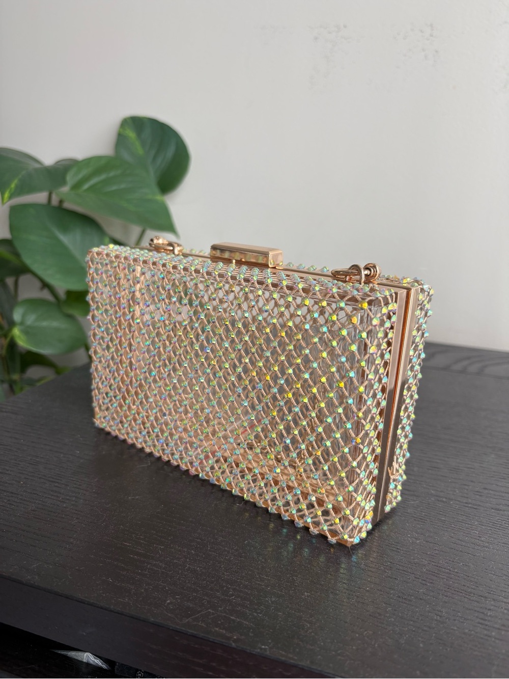 Crystal mesh evening clutch purse